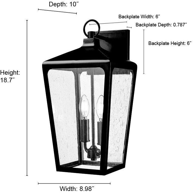 Brooks 2 Light 18.7 inch Powder Coated Black Outdoor Wall Sconce